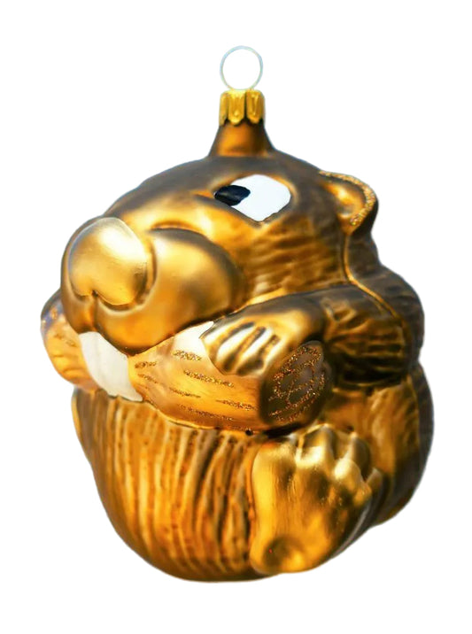 Eager Beaver German Blown Glass Ornament