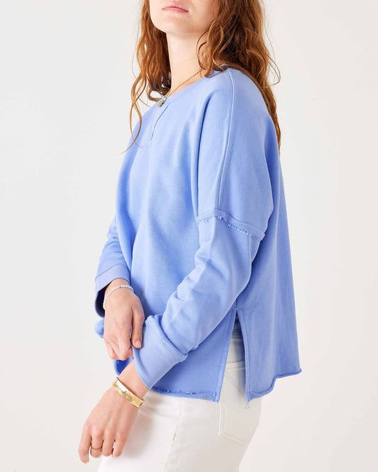 Mersea Frenchie Raw Edge Crewneck Sweater - Periwinkle