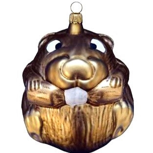 Eager Beaver German Blown Glass Ornament