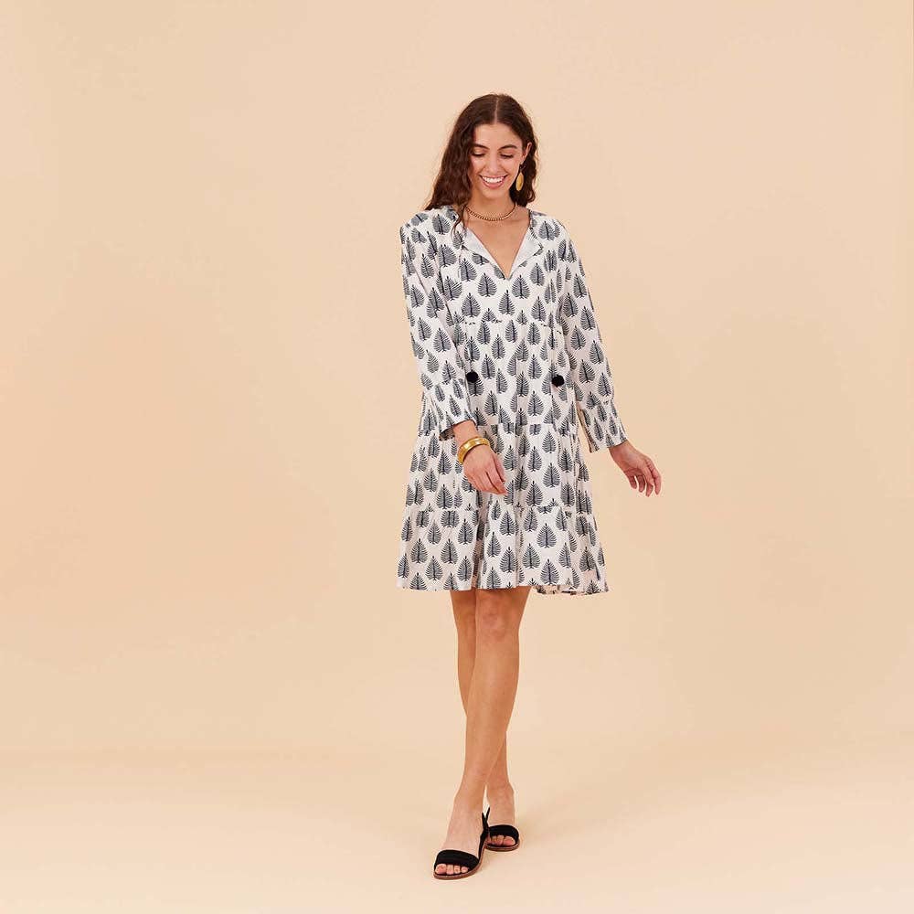 Makena Navy Cotton Tiered Dress