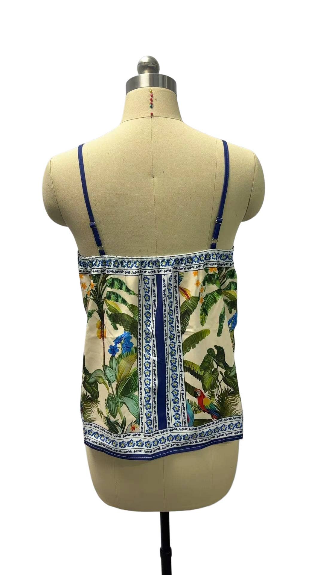 Tropical Rainforest Jungle Floral Print Boxy Cami Tank Top