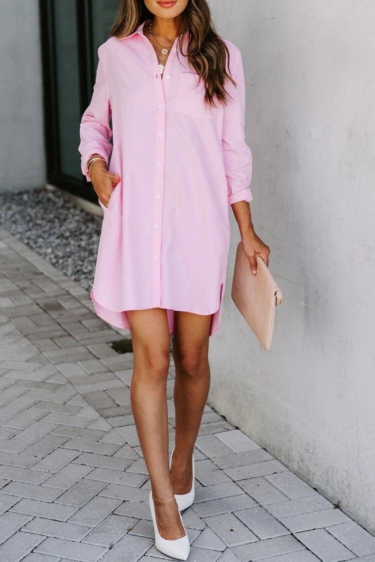 Loose casual long sleeve shirt dress