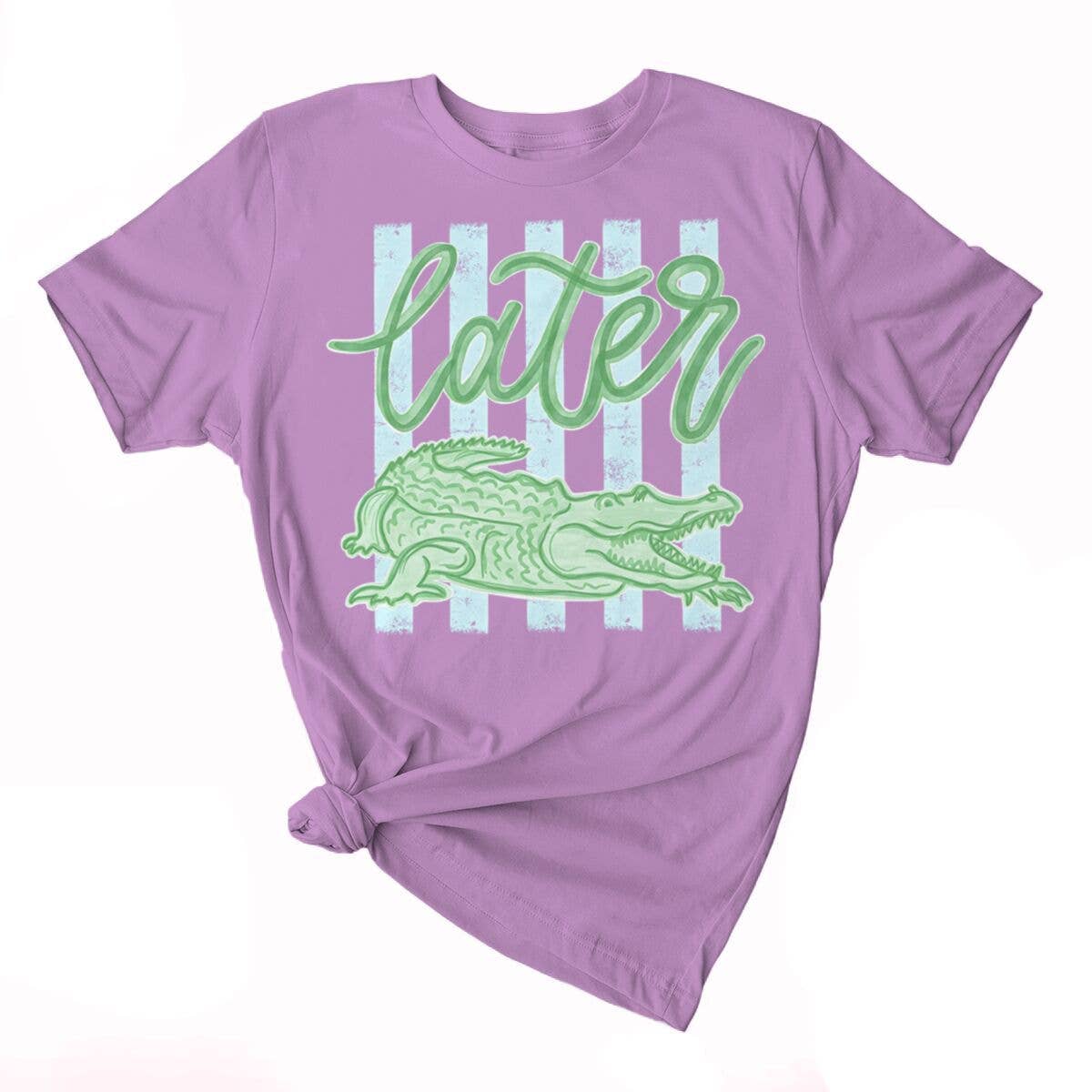 Stripe Later Gator Alligator Graphic Tee Cotton Shirt