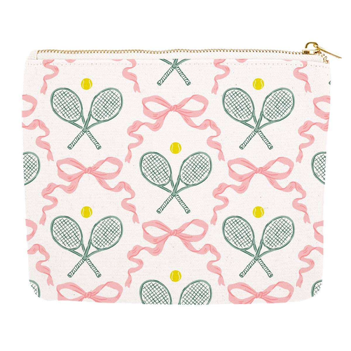 Tennis Zipper Canvas Pouch | Tennis Bow Pouch