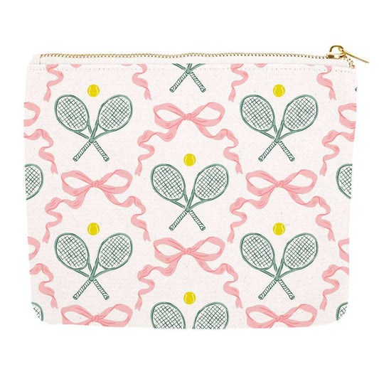 Tennis Zipper Canvas Pouch | Tennis Bow Pouch