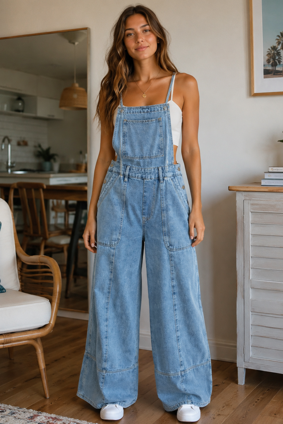Miss Sparkling Wide Leg Overalls Set