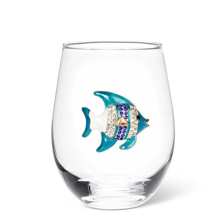 Stemless Wine Glass with Jewel Fish