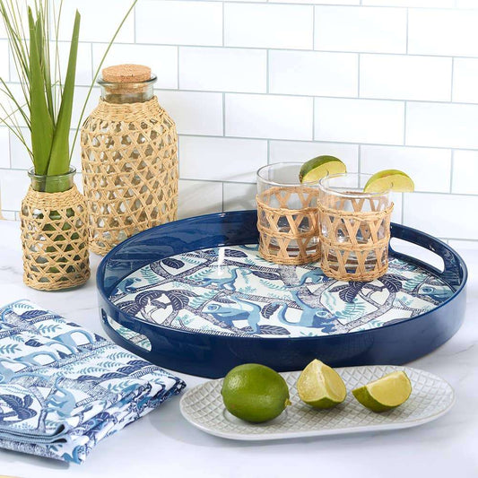 Coco Monkey Round Lacquer Serving Tray
