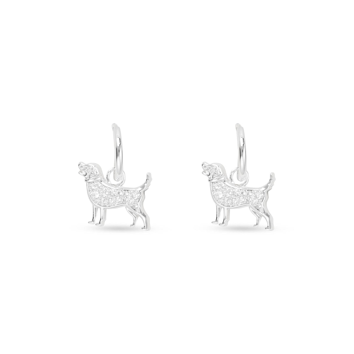 Silver CZ Pet Dog Earrings
