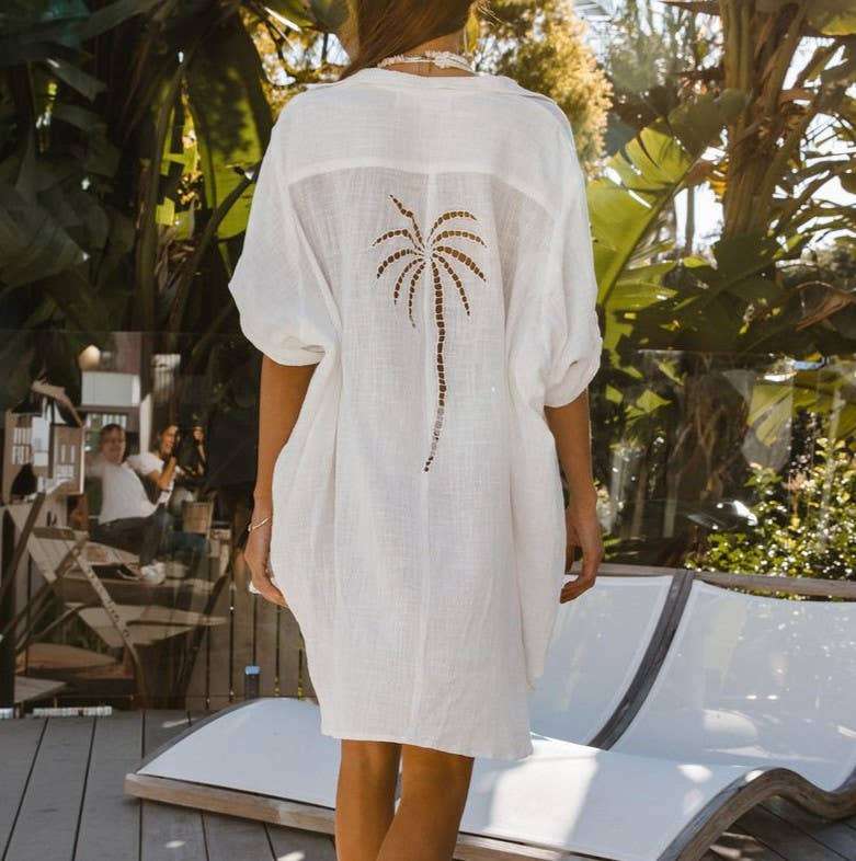 Casual Coconut Tree Print Beach Bikini Cover-Up