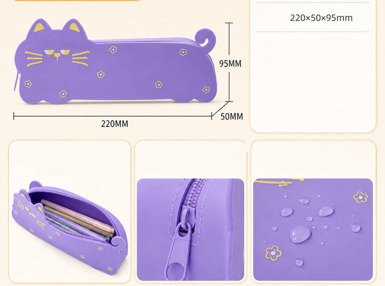 Pencil Case Cute Kitty Silicone For School Use