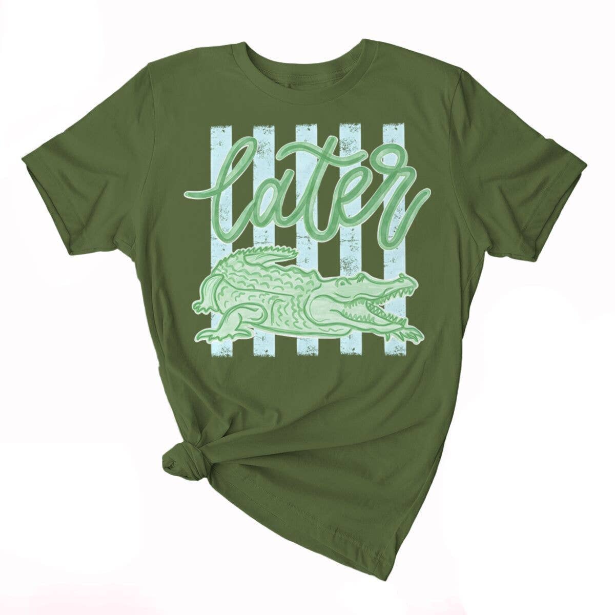 Stripe Later Gator Alligator Graphic Tee Cotton Shirt