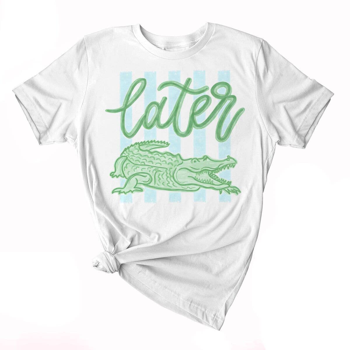 Stripe Later Gator Alligator Graphic Tee Cotton Shirt