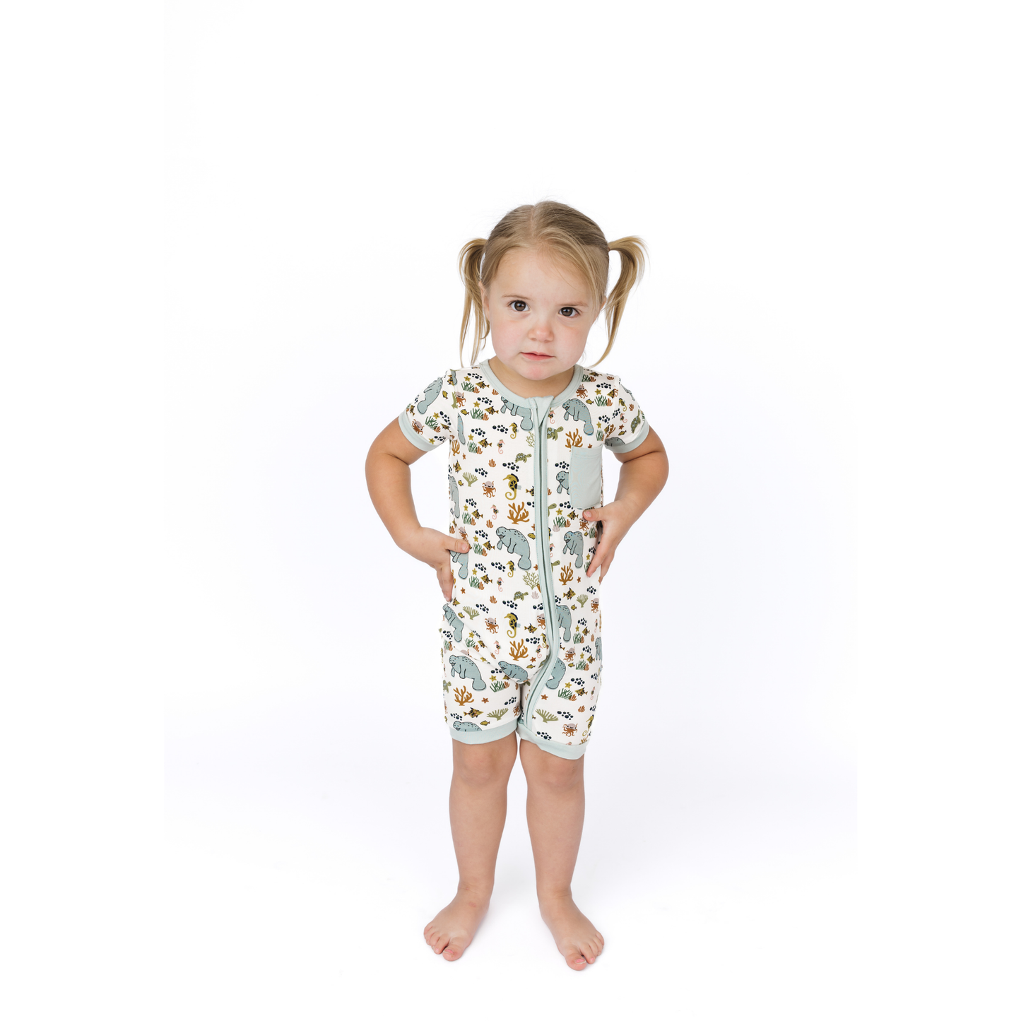 Manatee Bamboo Baby Clothing Shortie Romper Bodysuit