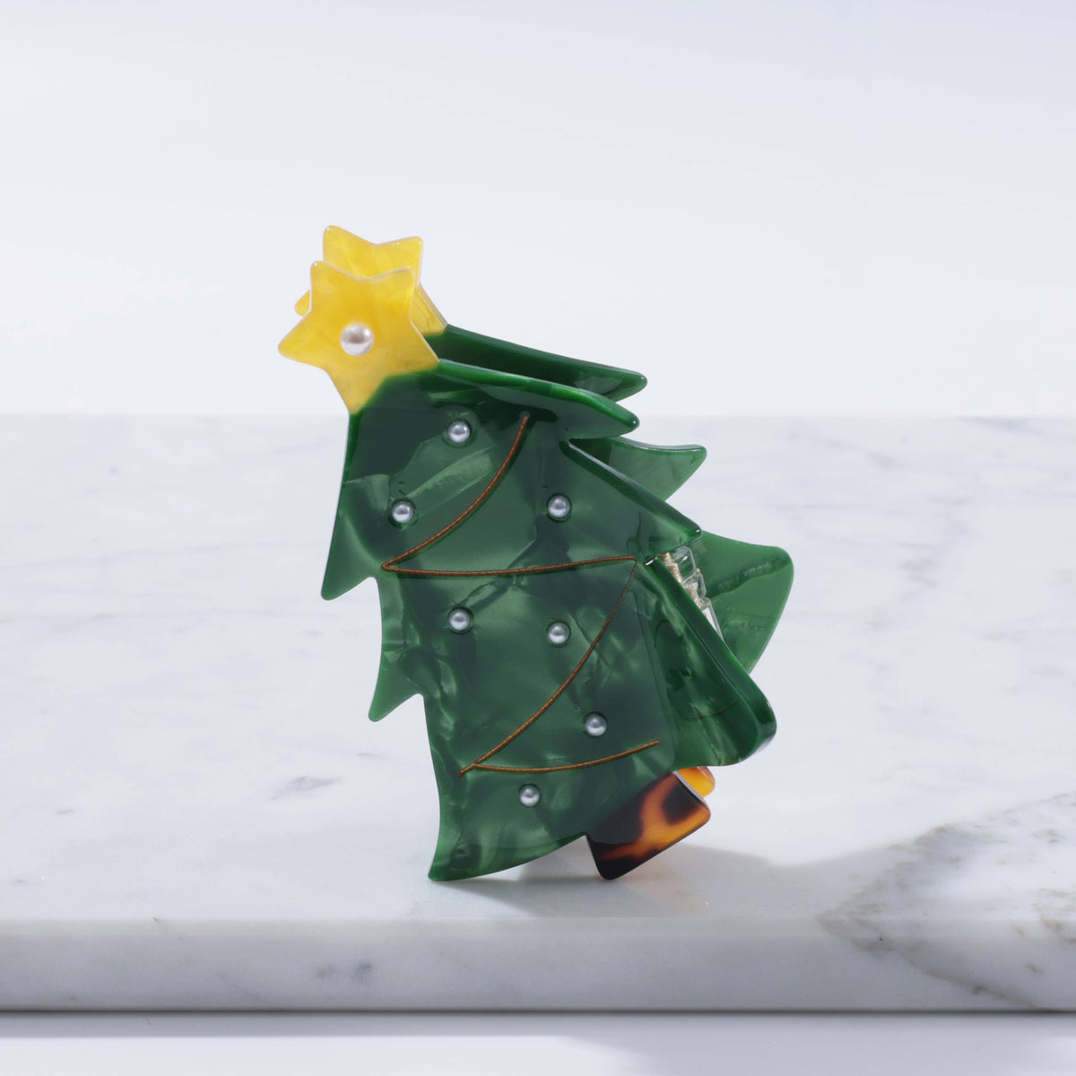 Christmas Tree Pearl Star Hair Clip Claw