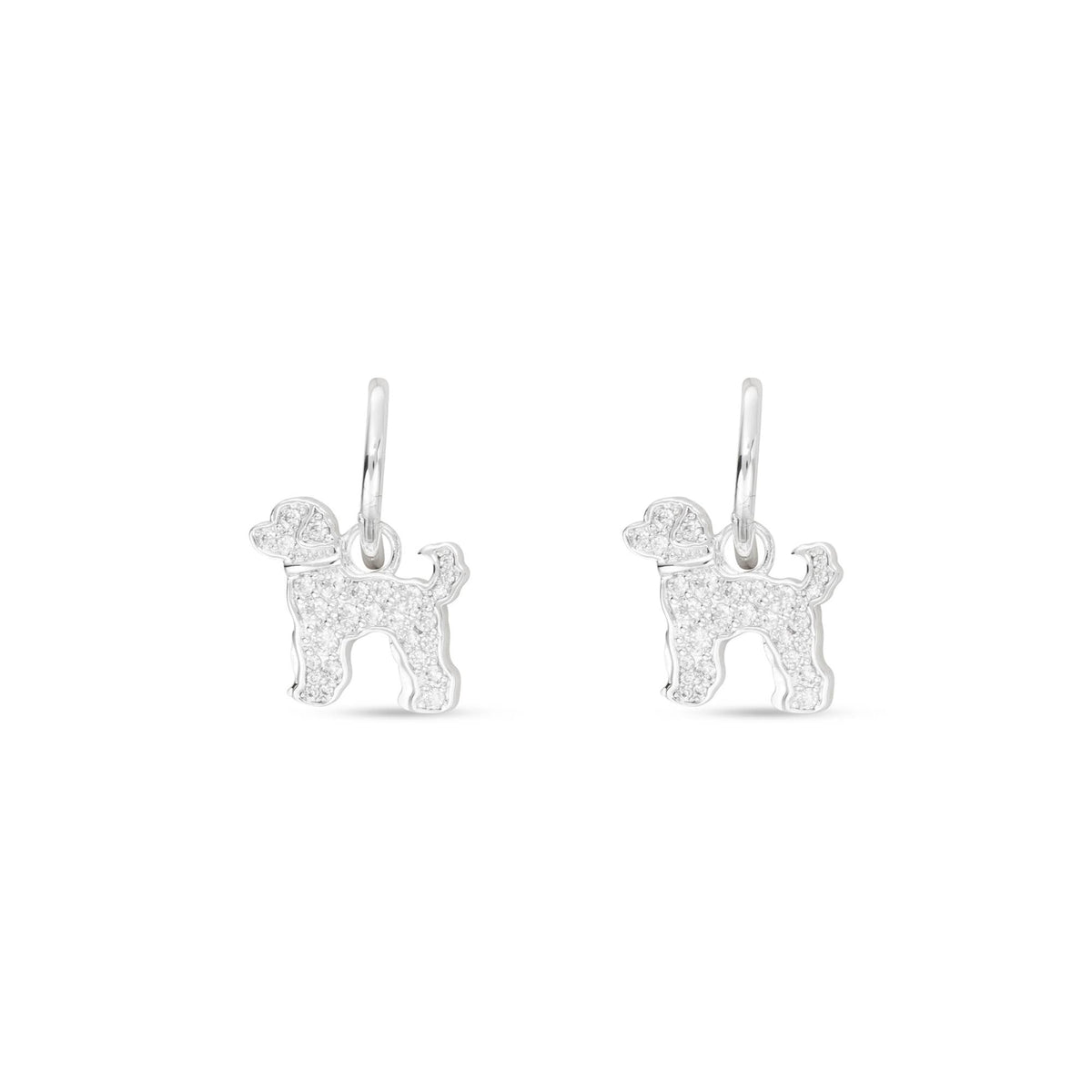 Silver CZ Pet Dog Earrings