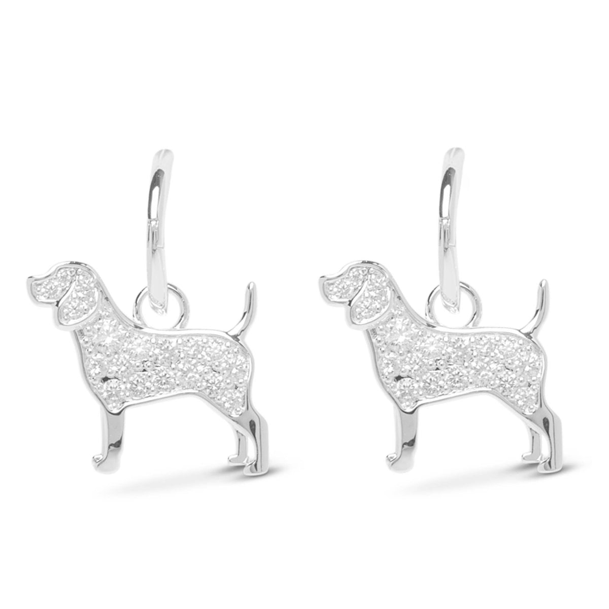 Silver CZ Pet Dog Earrings