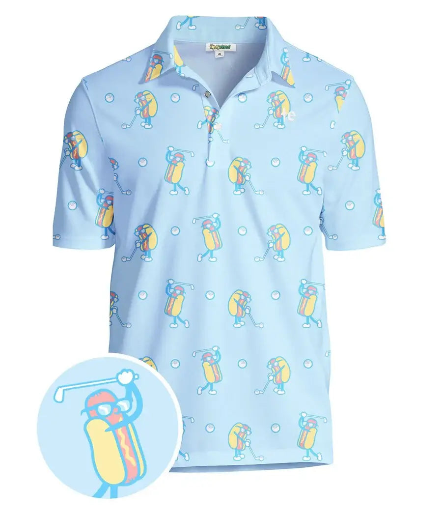 Sizzlin' Swing Men's Golf Polo - Funny Hot Dog Golf Shirt