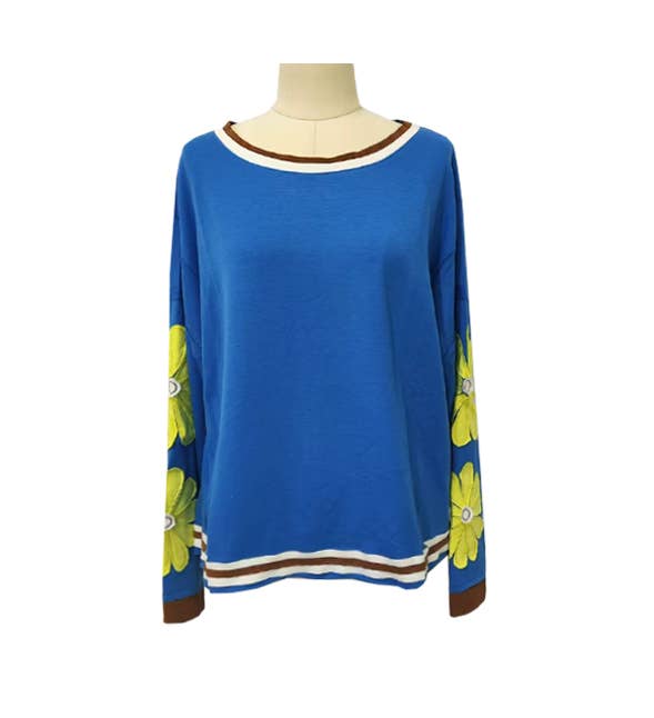 V day heart patch Relaxed fit crewneck long -sleeve shirt