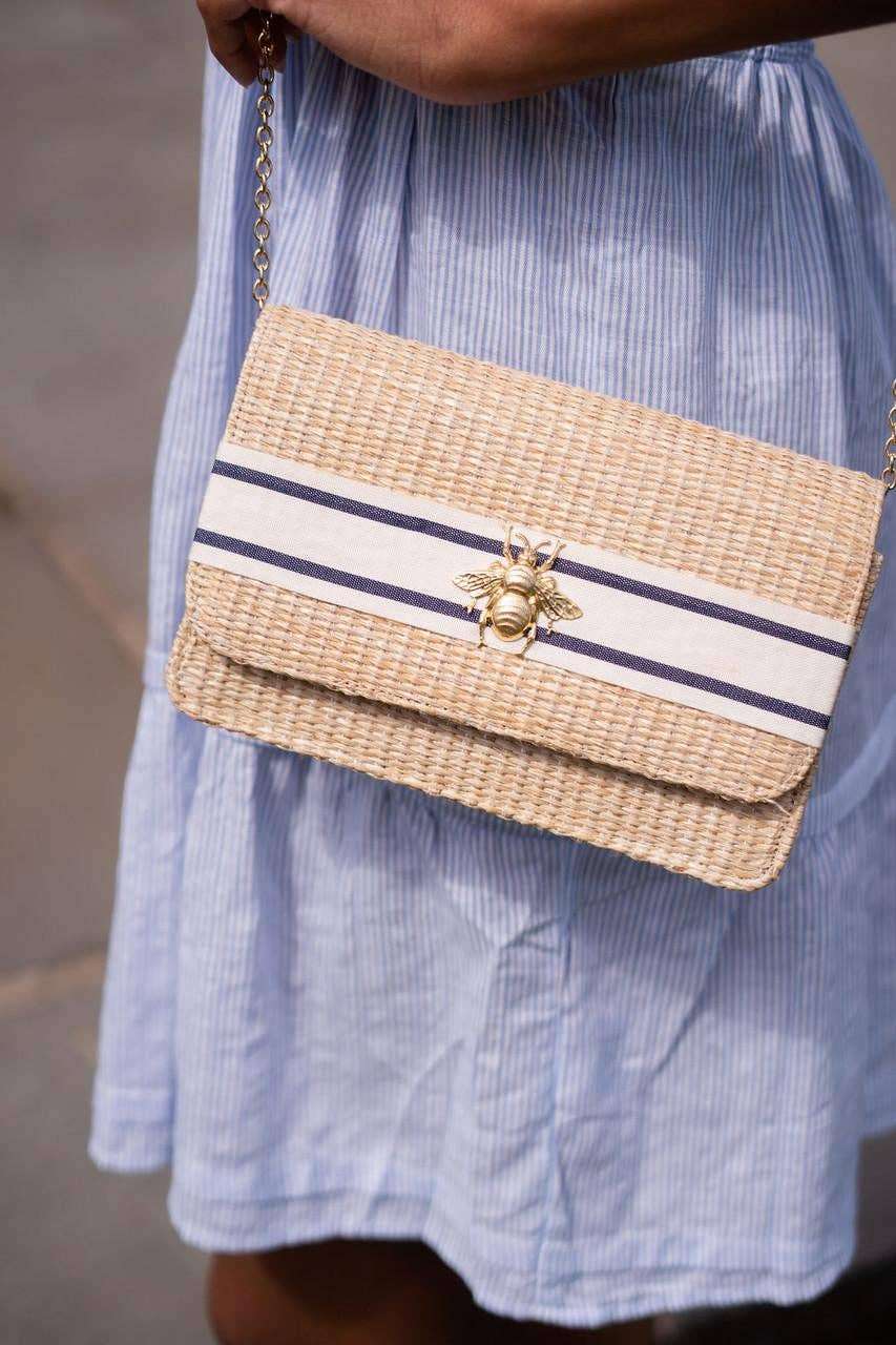 Ruby Straw  -  Denim Stripe Band