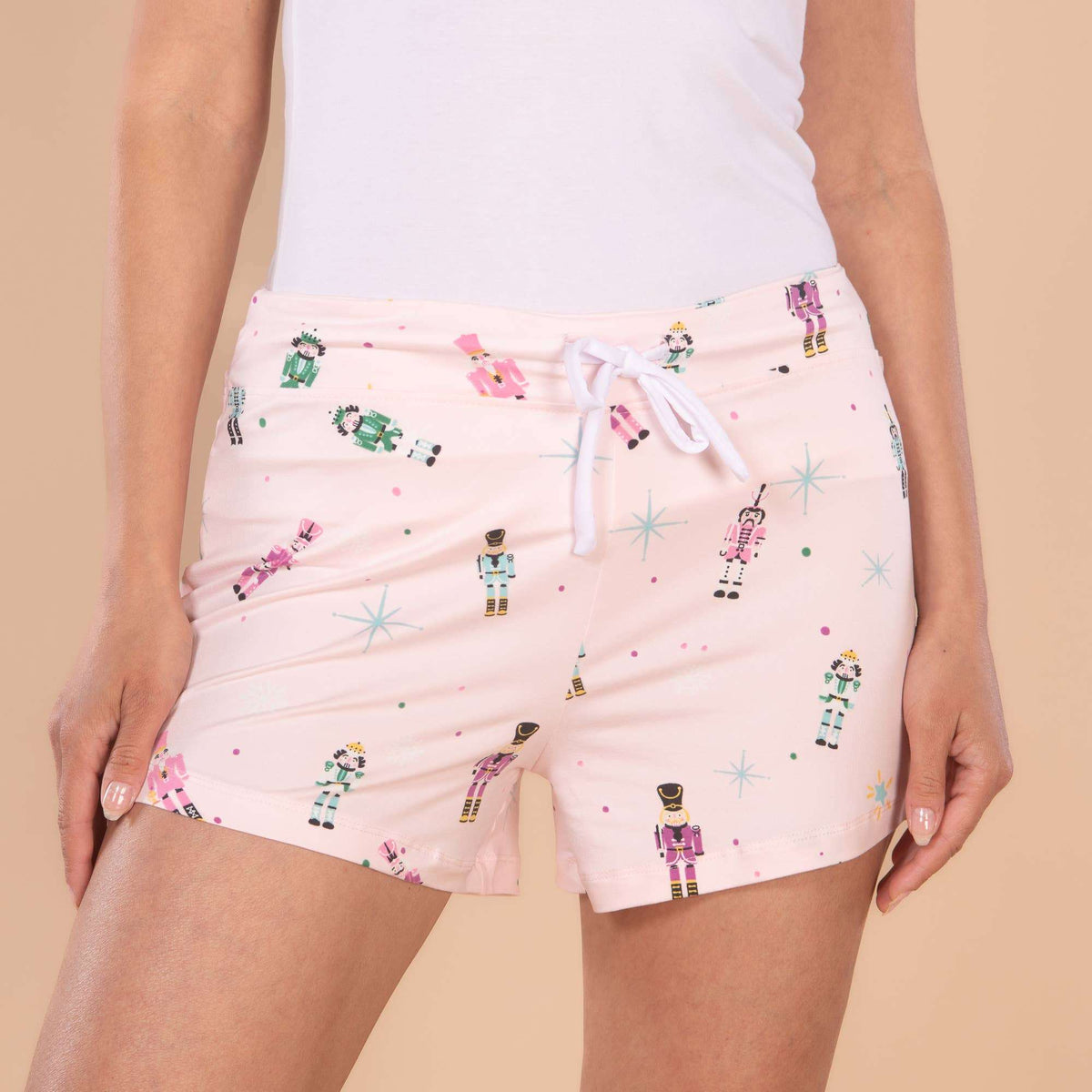 Nutcracker Parade Pajama Shorts | Pink Christmas PJ Bottoms
