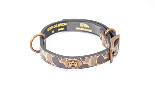 Auburn Tigers Old School Camo Leather Dog Collar
