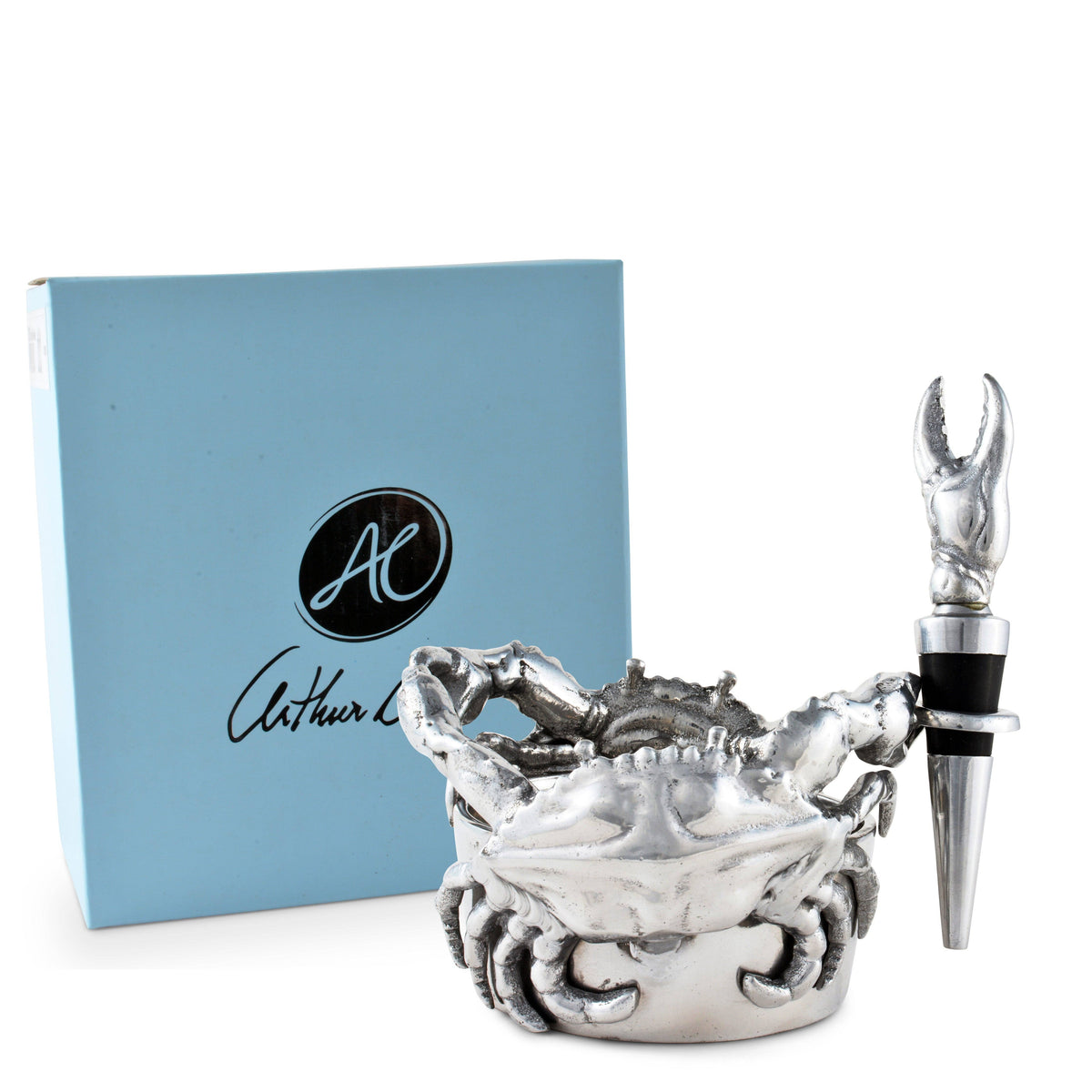 Crab Wine Caddy and Stopper Set