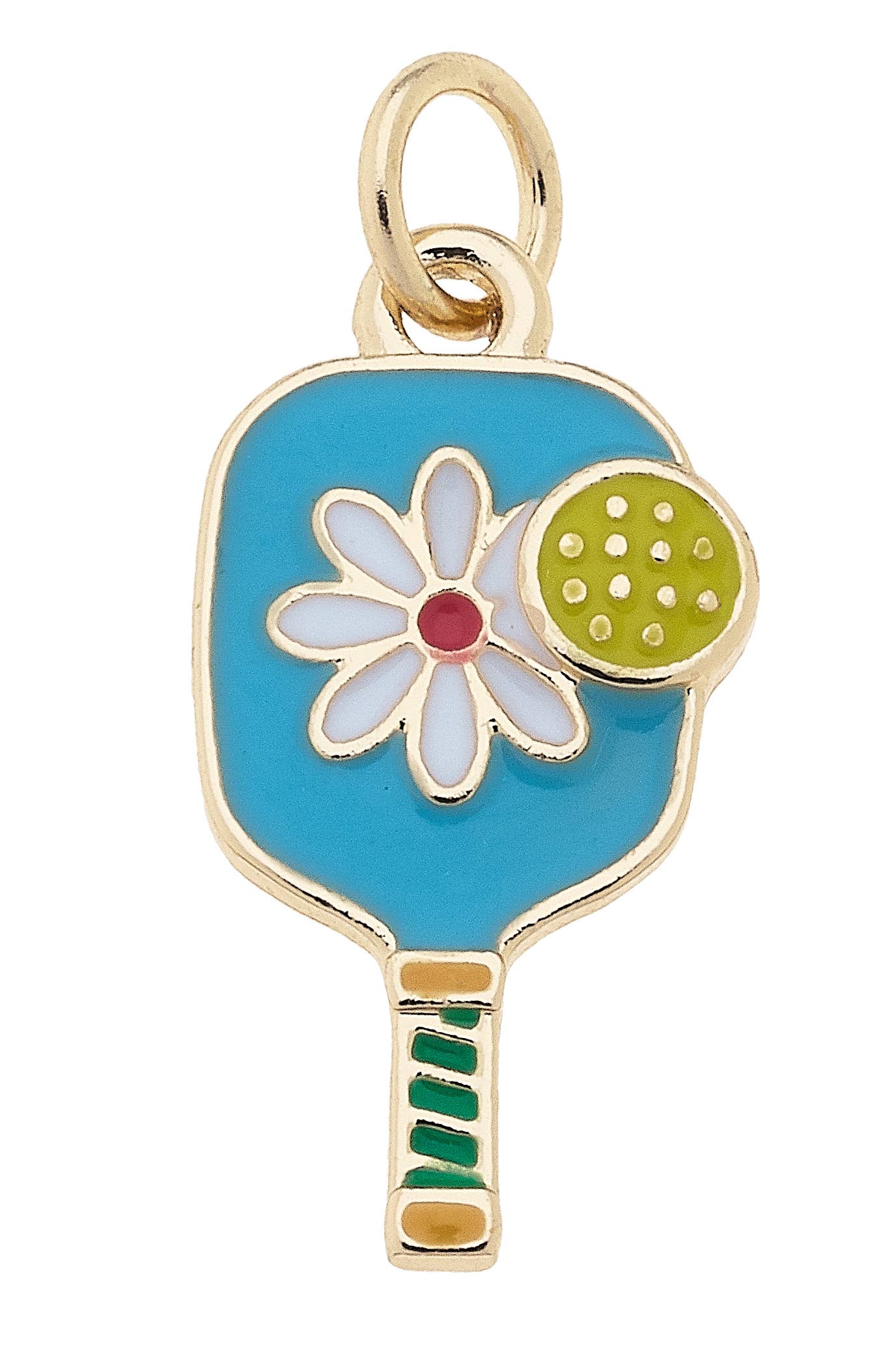 Flower Enamel Pickleball Paddle Charm in Aqua