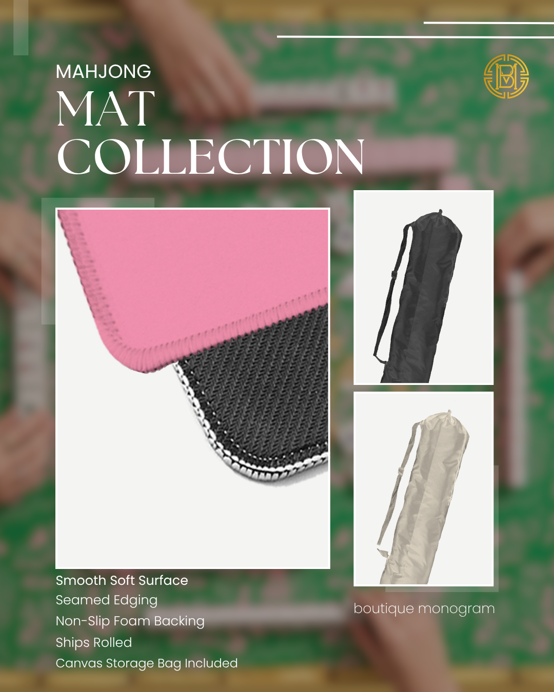 Mahjong Mat, Travel Size, Boutique Monogram