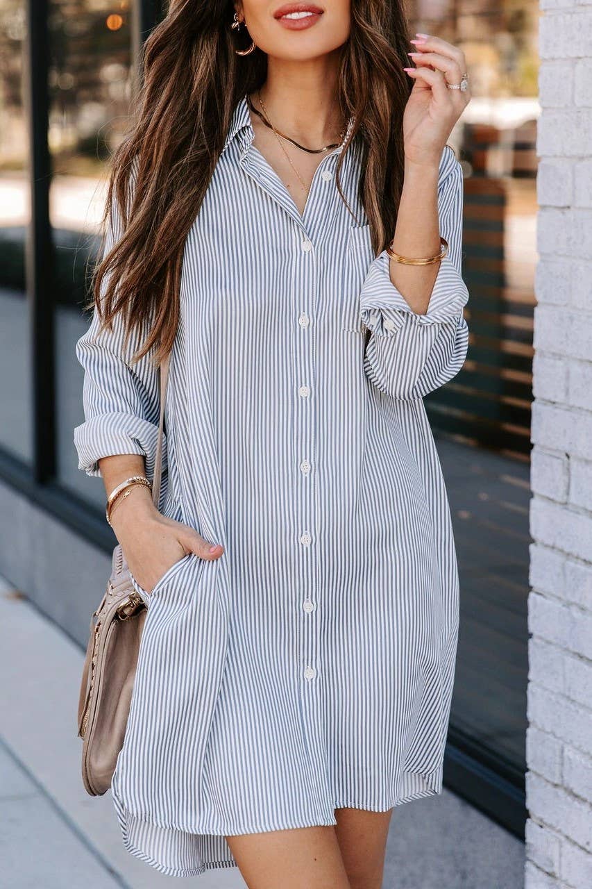 Loose casual long sleeve shirt dress