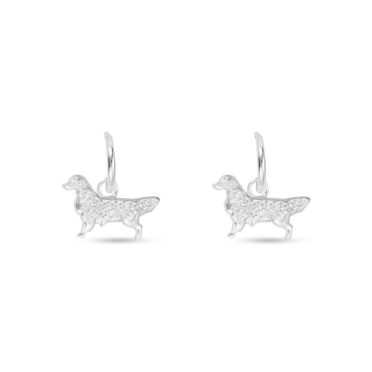 Silver CZ Pet Dog Earrings
