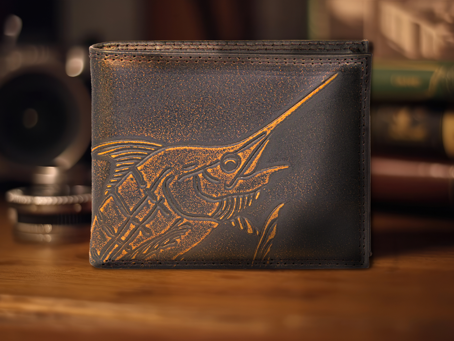 Marlin Burnished Leather Bifold Wallet