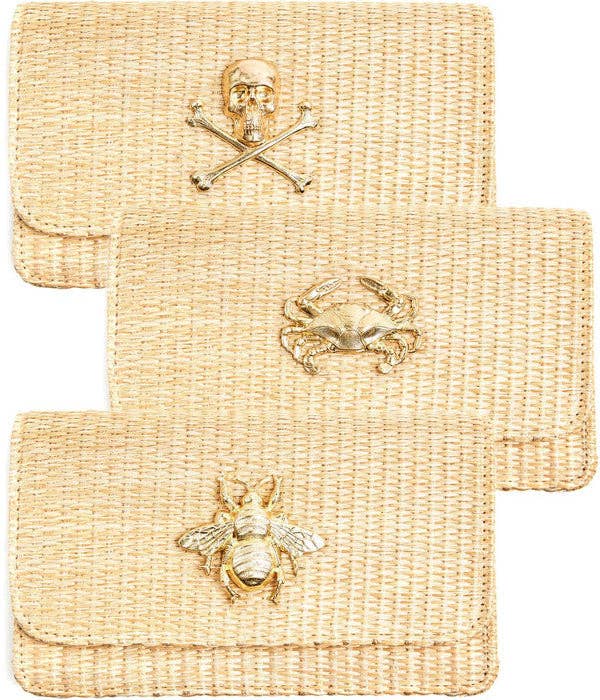Ruby Straw Clutch- Gold Charm