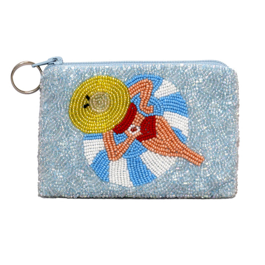 Lady on a Float Beaded Coin Purse