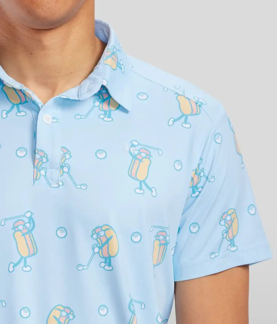 Sizzlin' Swing Men's Golf Polo - Funny Hot Dog Golf Shirt