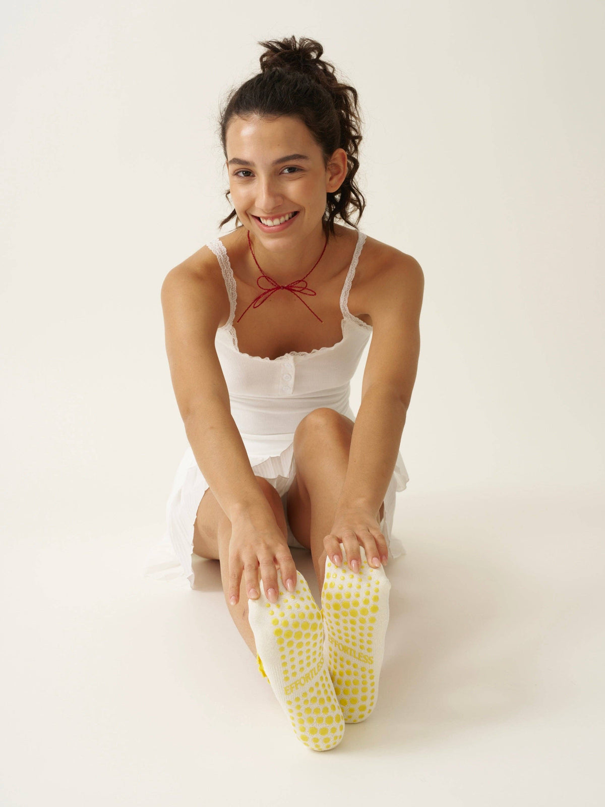 Lemon Ruffle Grip Sock, Pilates Socks