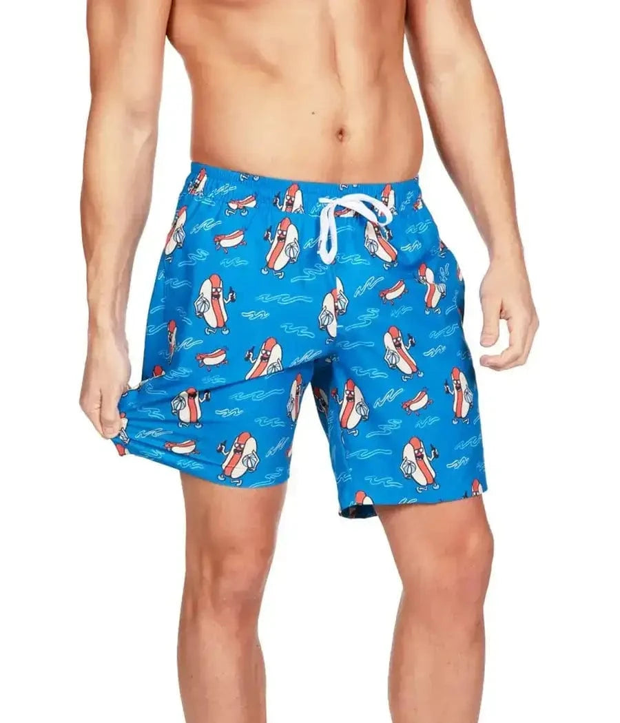 Hot Dog Diver Men's Stretch Swim Trunks - Fun Swim Trunks