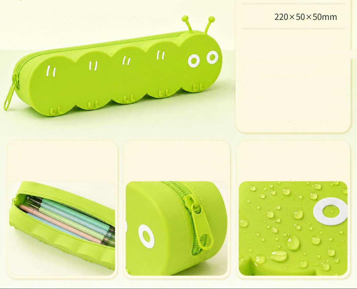 Silicone Caterpillar Pencil Case Cute School Supply