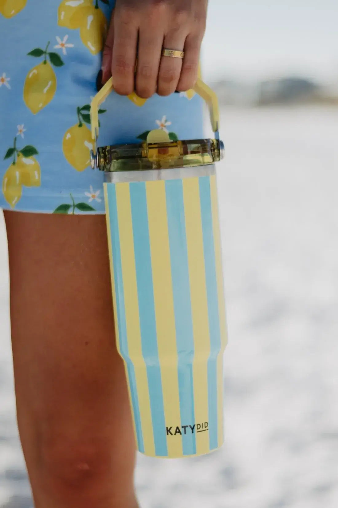Yellow and Aqua Stripe 30 Oz Cabana Tumbler