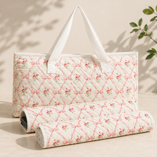 Floral Mahjong Travel Bag Set – 3-Piece Storage & Organizer Collection