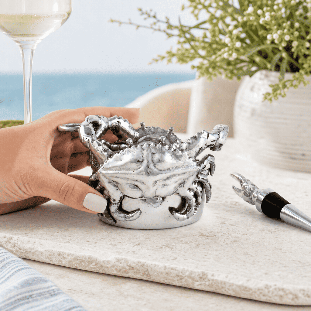 Crab Wine Caddy and Stopper Set