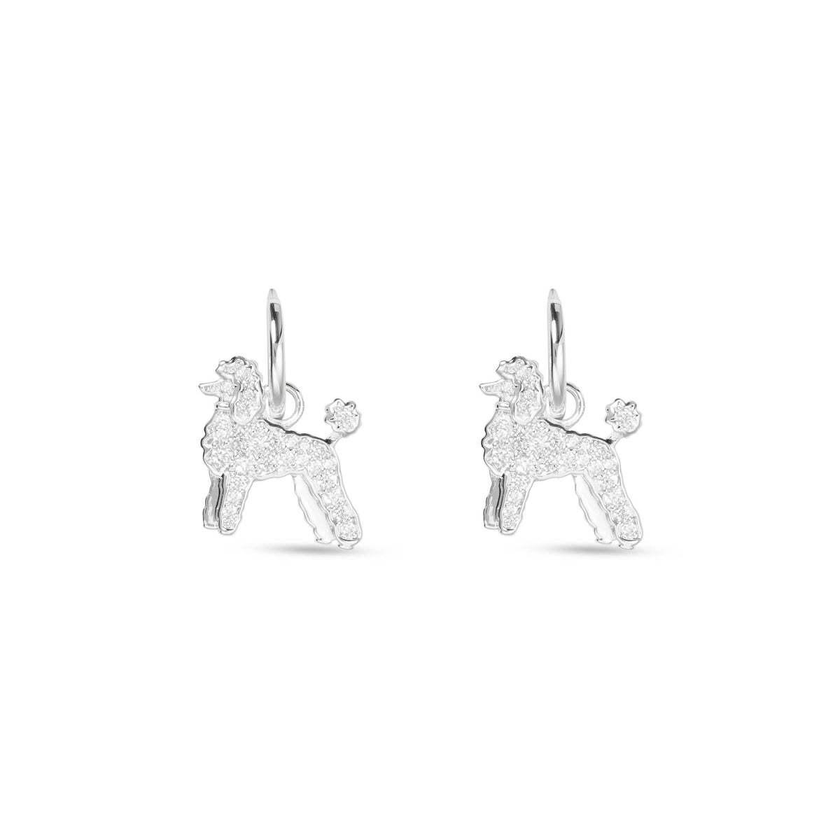 Silver CZ Pet Dog Earrings