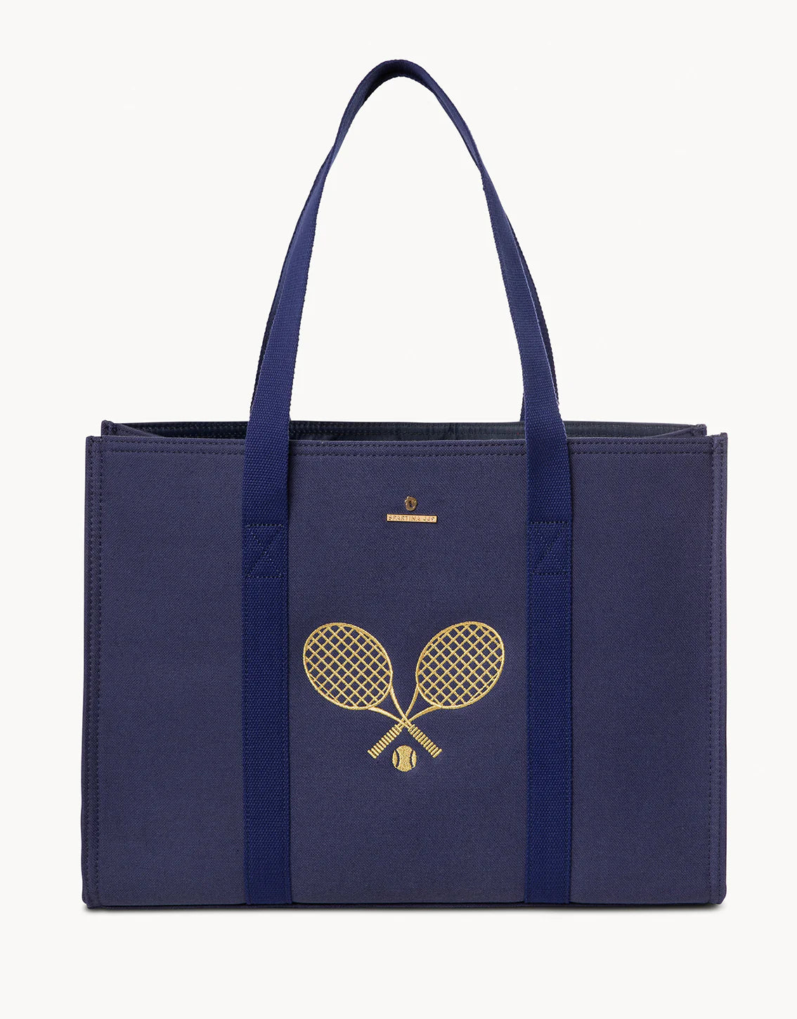 Navy Carry All Tote - Crossed Tennis Rackets & Ball