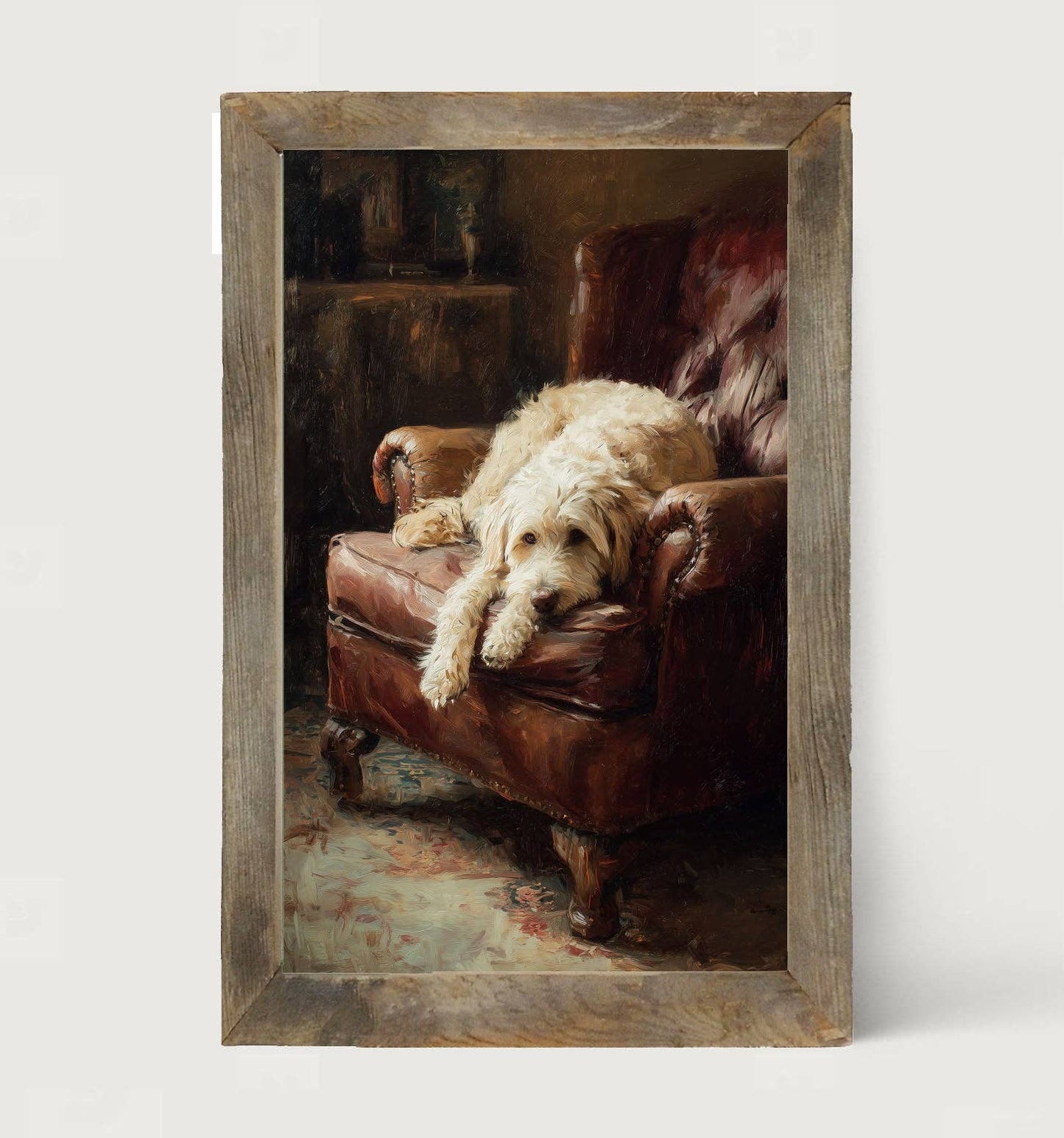 Armchair with Labradoodle - Vertical Frame
