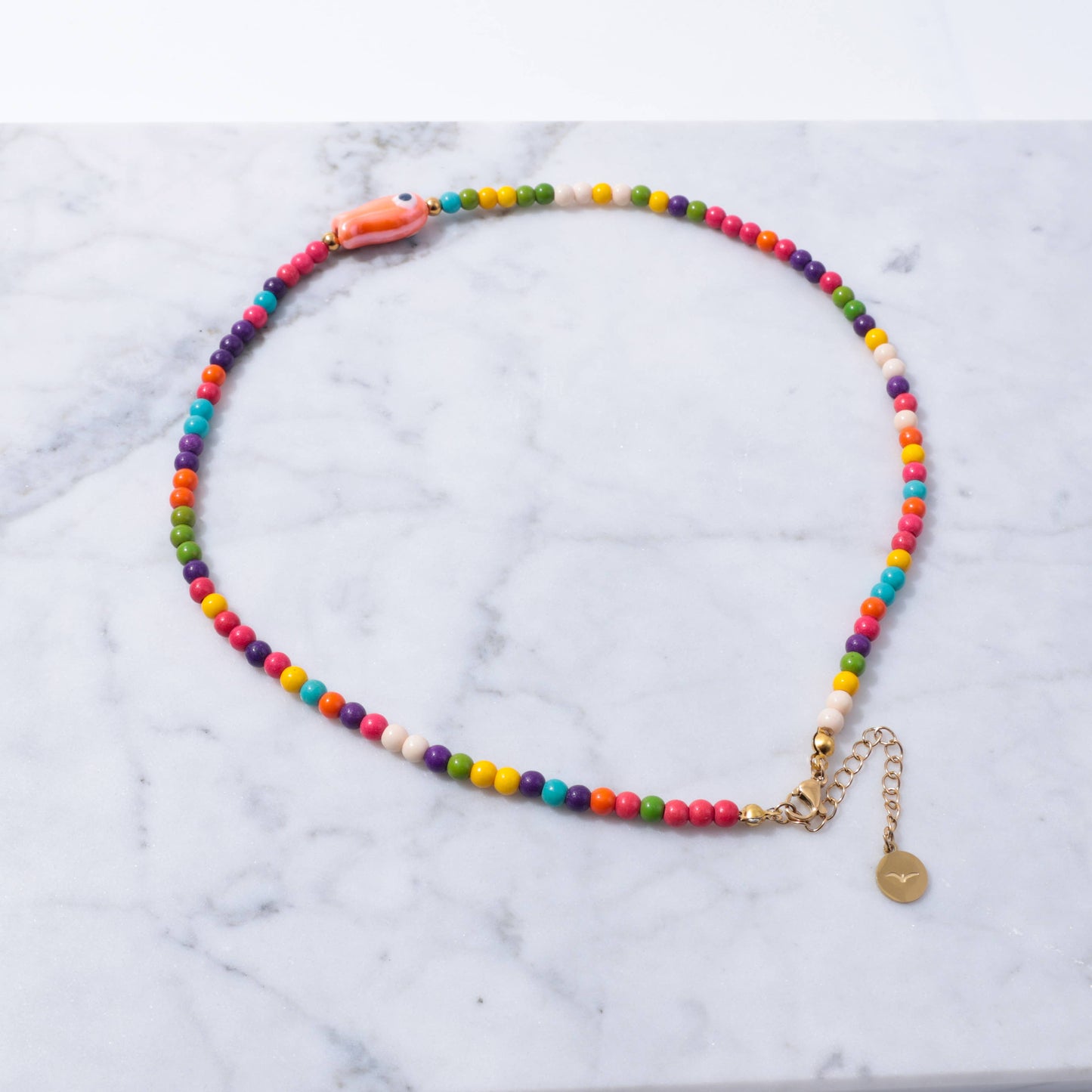 Good Luck Fish Bahama Wood Bead Necklace