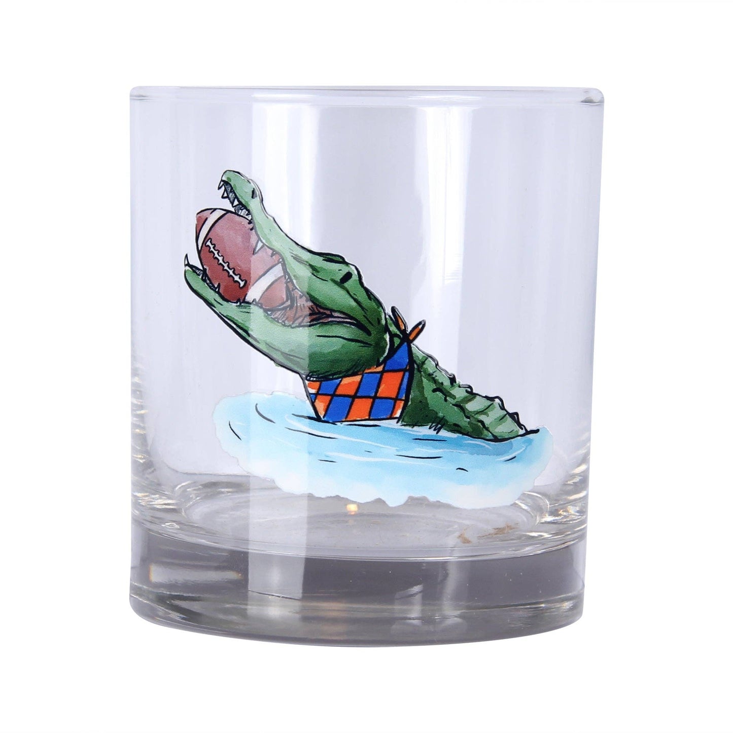 Swimming Football Gator Rocks Glass