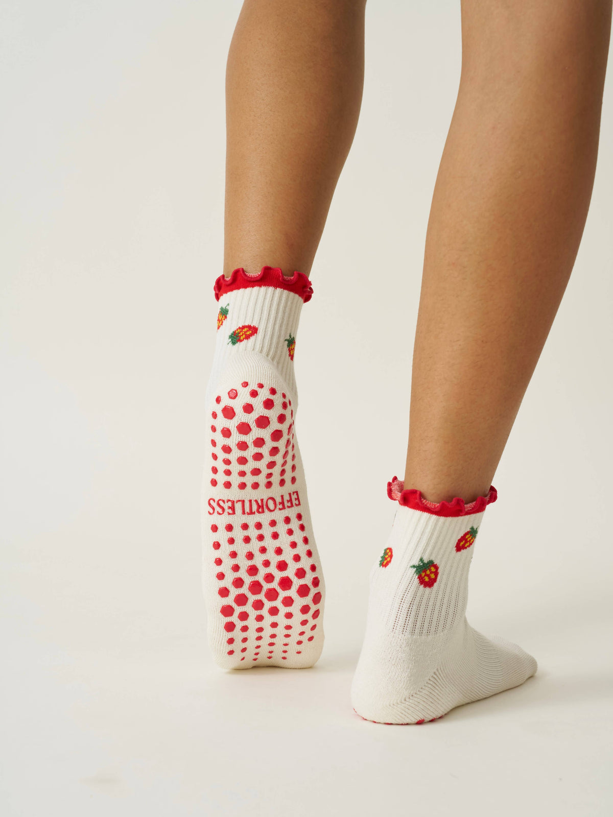Strawberry Ruffle Grip Sock, Pilates Socks