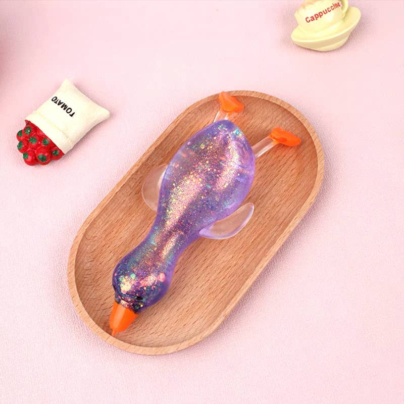 Cute Goose Duck Glitter Squishy Squeeze Toy Fidget Toy