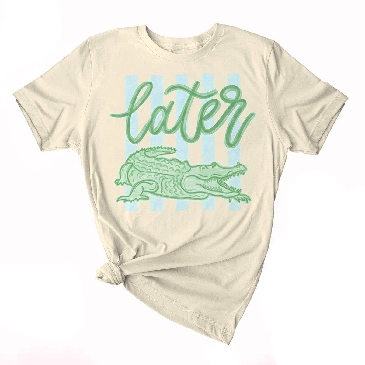 Stripe Later Gator Alligator Graphic Tee Cotton Shirt