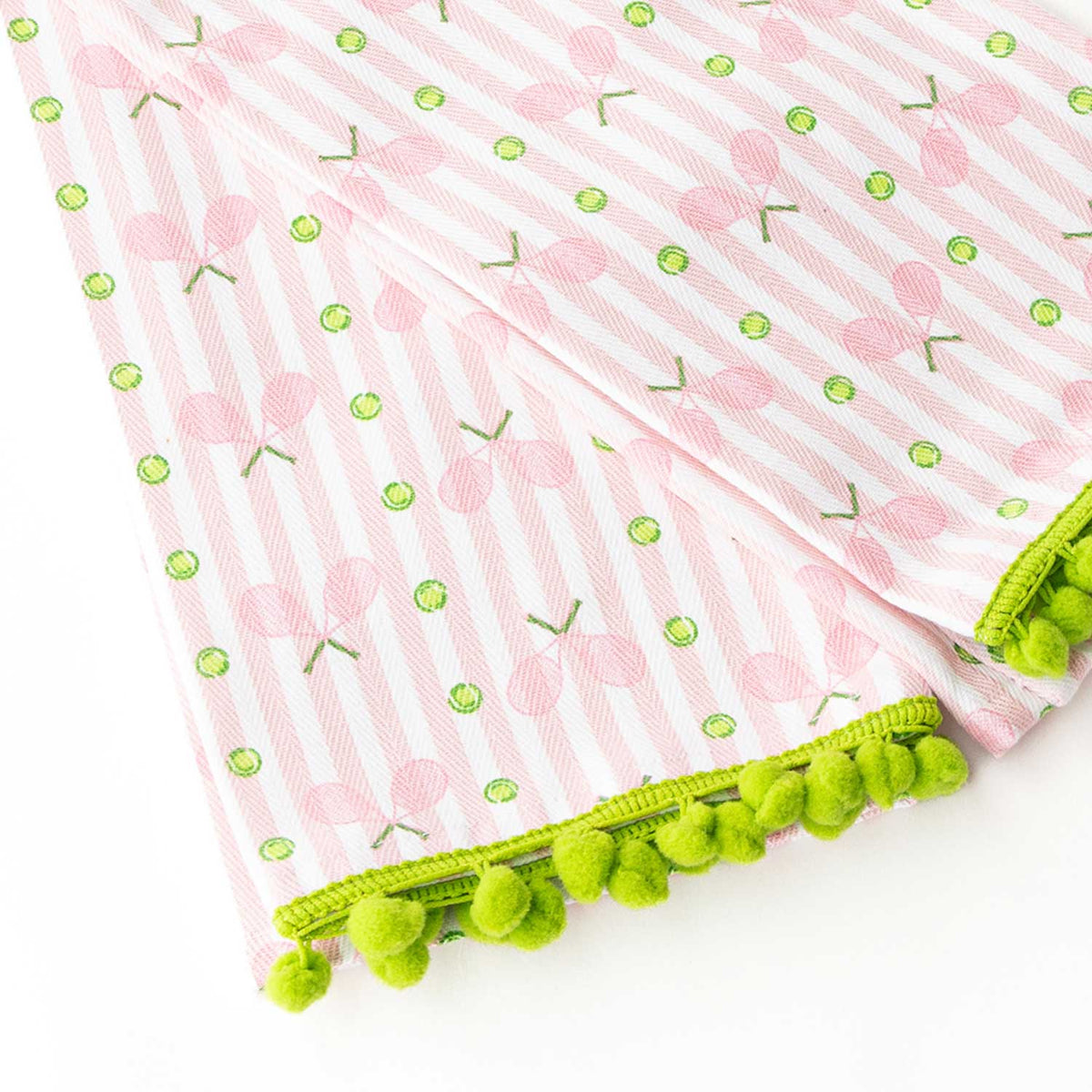 Pink Tennis Stripe Pom-Pom Cotton Towel Set